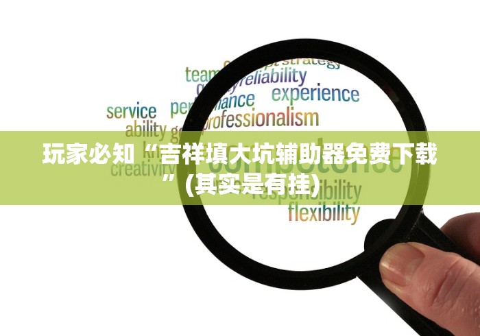玩家必知“吉祥填大坑辅助器免费下载”(其实是有挂)