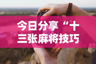 今日分享“十三张麻将技巧”科技辅助神器手机版
